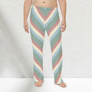 Men’s Retro Chevron Pajama Pants - Wide-leg Cozy Lounge Sleepwear - Pajamas