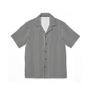 Striped Hawaiian Camp Shirt - Black and White Resort - Dipaliz - Shirts - s