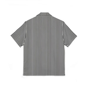 Striped Hawaiian Camp Shirt - Black and White Resort - Dipaliz - Shirts - s