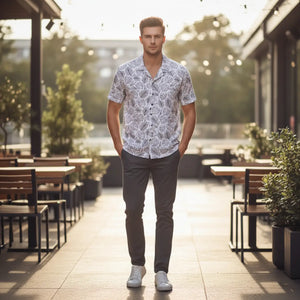 Lightweight Leaf Hawaiian Shirt - Linen Texture Camp - Dipaliz - All Over Prints