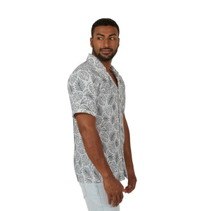 Lightweight Leaf Hawaiian Camp Shirt - Linen Texture - Dipaliz - Shirts