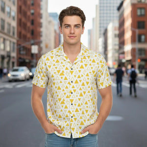 Yellow Triangle Hawaiian Camp Shirt - Breezy Summer - Dipaliz - All Over Prints