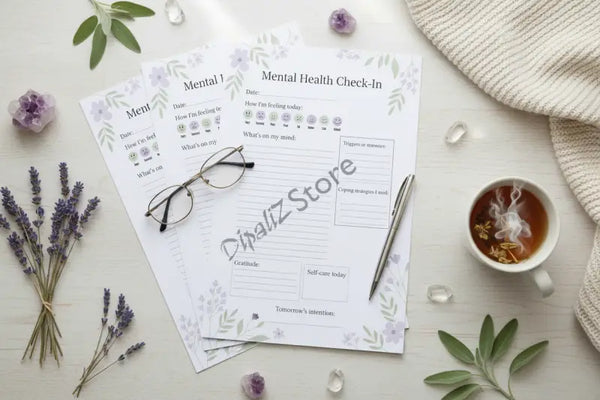 Digital Downloads - Mental Health Check-in Journal - Printable Wellness - Dipaliz