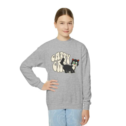 Meow-velous Catty Cat Youth Crewneck Sweatshirt - Kids Clothes