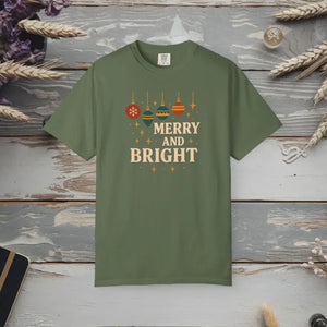 Merry and Bright T-shirt Holiday Tee Gift for Christmas Unisex Apparel Festive Wear Casual Style Comfortable Clothing