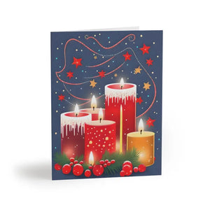 Merry Christmas Greeting Cards with Matching White Envelopes - Dipaliz - 8 Pcs / Matte / 4.25” x 5.5” - & Note