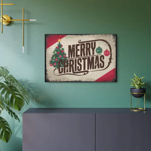 Vintage Merry Christmas Metal Art Sign Nostalgic Holiday Decor Dipaliz - Novelty Signs