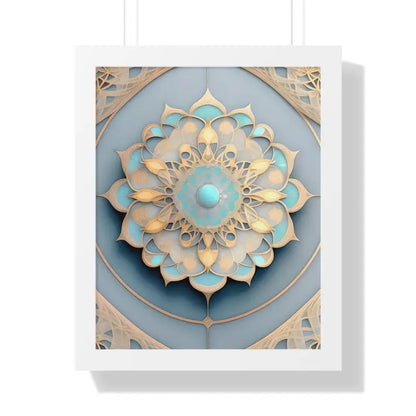 Elevate your Space with an Intricate Abstract Geometric Poster - 16″ x 20″ / White