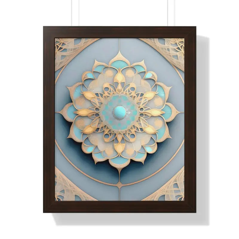 Elevate your Space with an Intricate Abstract Geometric Poster - 16″ x 20″ / Walnut