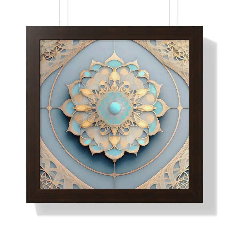 Elevate your Space with an Intricate Abstract Geometric Poster - 16″ x / Walnut