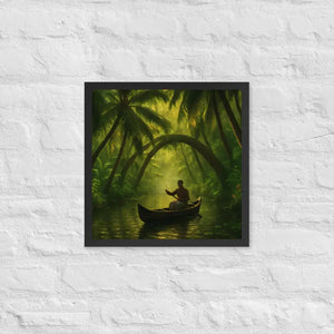 Kerala Backwaters Framed Poster Matte Black Frame Dipaliz - 16″×16″ - Posters