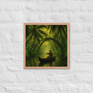 Kerala Backwaters Framed Poster Matte Black Frame Dipaliz - Red Oak / 16″×16″ - Posters