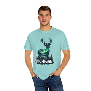 Michigan Aurora Deer Unisex Garment-dyed T-shirt - Dipaliz - T-shirts