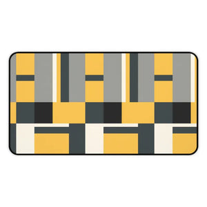 Geometric Desk Mat - Mid-century Mustard and Gray Pattern - Dipaliz - 12’’ × 22’’ - Computer Accessories