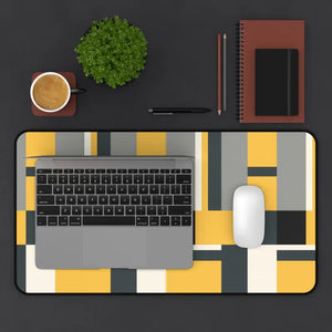 Geometric Desk Mat - Mid-century Mustard and Gray Pattern - Dipaliz - Computer Accessories