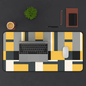 Geometric Desk Mat - Mid-century Mustard and Gray Pattern - Dipaliz - Computer Accessories