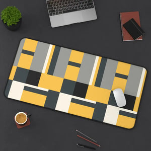 Geometric Desk Mat - Mid-century Mustard and Gray Pattern - Dipaliz - Computer Accessories