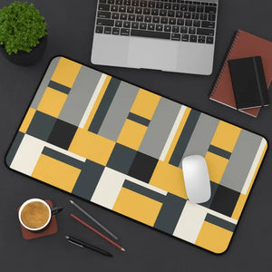 Geometric Desk Mat - Mid-century Mustard and Gray Pattern - Dipaliz - Computer Accessories