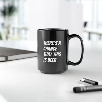 Funny Black Ceramic Mug - is this Secretly Beer? - 15oz