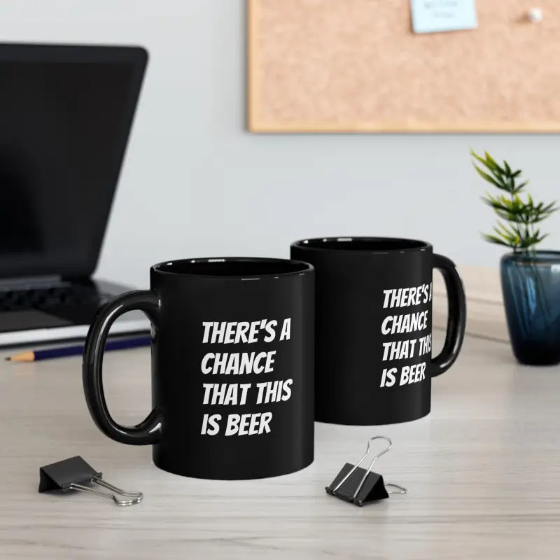 Funny Black Ceramic Mug - is this Secretly Beer? - 11oz