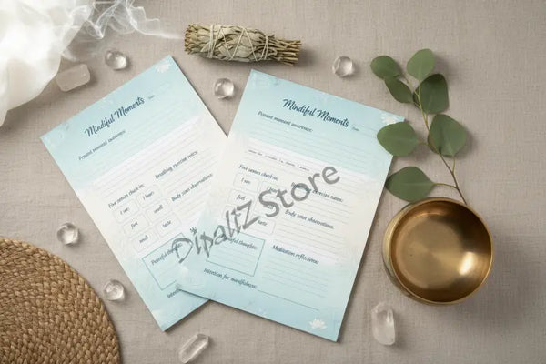Digital Downloads - Mindful Moments Journal Printable - Daily Awareness - Dipaliz