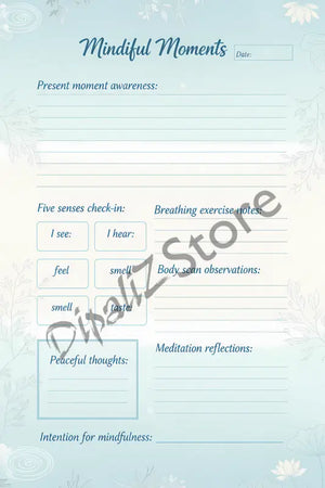 Digital Downloads - Mindful Moments Journal Printable - Daily Awareness - Dipaliz