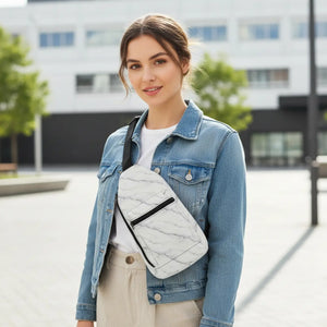 Minimal Marble Print Sling Bag - Lightweight Crossbody - Dipaliz - Cross Body Bags