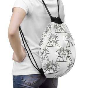Bags - Mountain Sunrise Drawstring Bag - Minimal Geometric Design - Dipaliz one Size