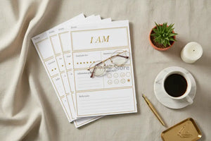 Digital Downloads - Minimalist Affirmation Journal Gold Frame Daily Mindful Design Dipaliz