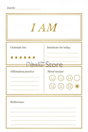 Digital Downloads - Minimalist Affirmation Journal Gold Frame Daily Mindful Design Dipaliz