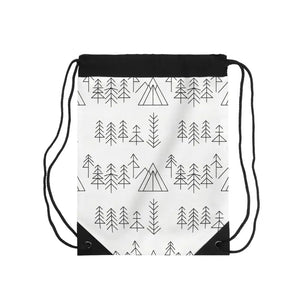 Bags - Minimalist Camping Drawstring Bag - Monochrome Adventure Ready - Dipaliz one Size