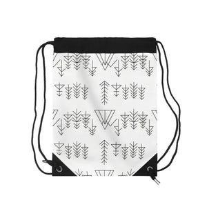 Bags - Minimalist Camping Drawstring Bag - Monochrome Adventure Ready - Dipaliz one Size