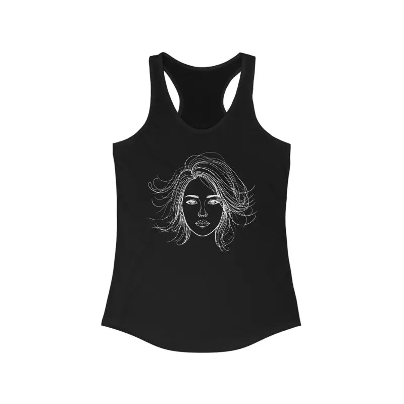 Turn Heads with the Minimalist Sketch Racerback Tank - Solid Black / Xs Top