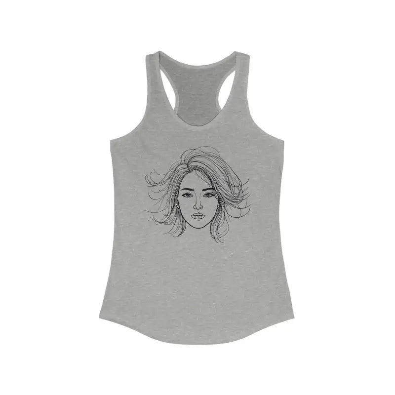 Turn Heads with the Minimalist Sketch Racerback Tank - Heather Grey / s Top