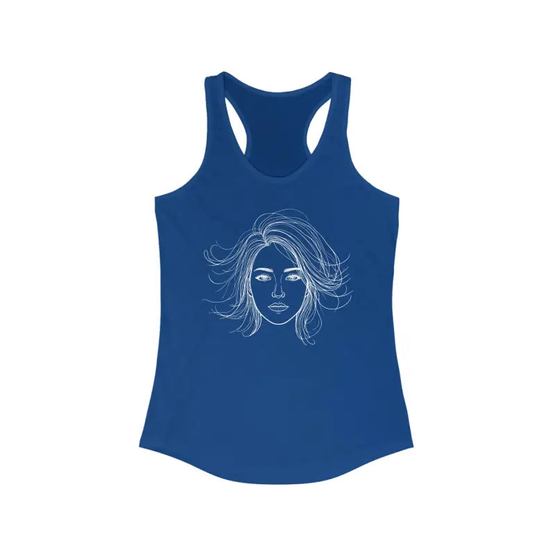 Turn Heads with the Minimalist Sketch Racerback Tank - Solid Royal / s Top