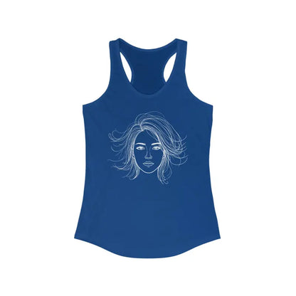 Turn Heads with the Minimalist Sketch Racerback Tank - Solid Royal / s Top