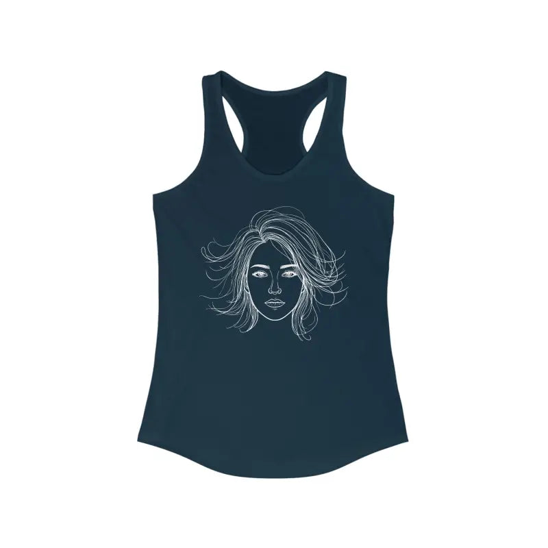 Turn Heads with the Minimalist Sketch Racerback Tank - Solid Midnight Navy / Xs Top