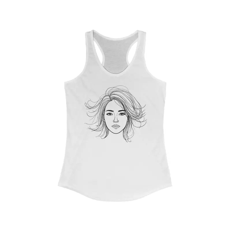 Turn Heads with the Minimalist Sketch Racerback Tank - Solid White / Xs Top