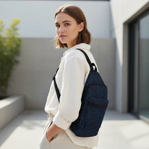 Minimalist Tech Grid Sling Bag Navy Circuit Design Dipaliz - Cross Body Bags