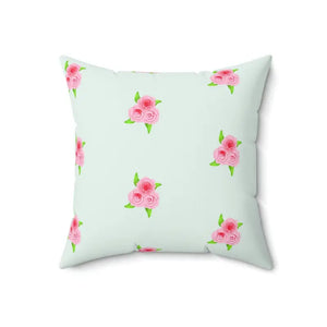 Polyester Square Pillow Roses Print Mint Color - Dipaliz - 18’’ × - Throw Pillows