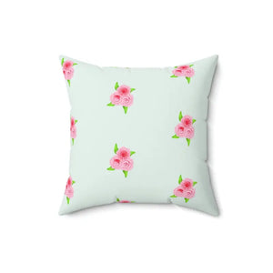 Polyester Square Pillow Roses Print Mint Color - Dipaliz - 16’’ × - Throw Pillows