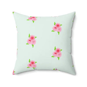 Polyester Square Pillow Roses Print Mint Color - Dipaliz - Throw Pillows