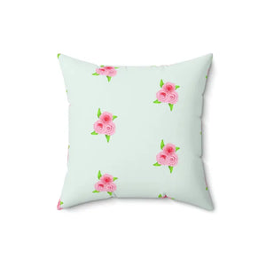 Polyester Square Pillow Roses Print Mint Color - Dipaliz - Throw Pillows