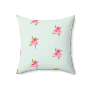 Polyester Square Pillow Roses Print Mint Color - Dipaliz - Throw Pillows