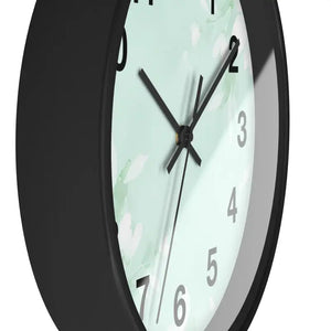 Home Decor - Floral Wall Clock - Mint Botanical Design - Dipaliz