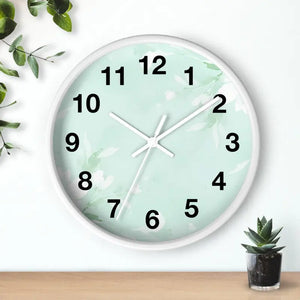 Home Decor - Floral Wall Clock - Mint Botanical Design - Dipaliz