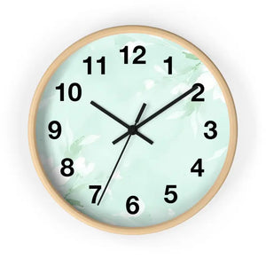 Home Decor - Floral Wall Clock - Mint Botanical Design - Dipaliz