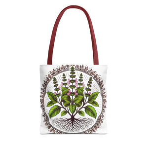 Vibrant Mint Herb Botanical Tote - Versatile Daily Bag - Dipaliz - Bags