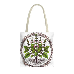 Vibrant Mint Herb Botanical Tote - Versatile Daily Bag - Dipaliz - Bags