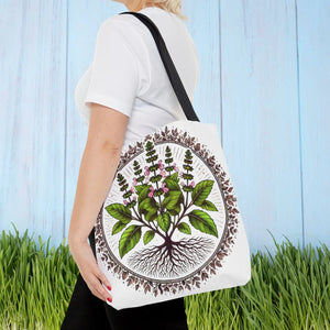 Vibrant Mint Herb Botanical Tote - Versatile Daily Bag - Dipaliz - Bags